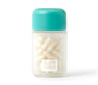 Back of the klora vegan bloat-digest formula bottle with body and mind shape